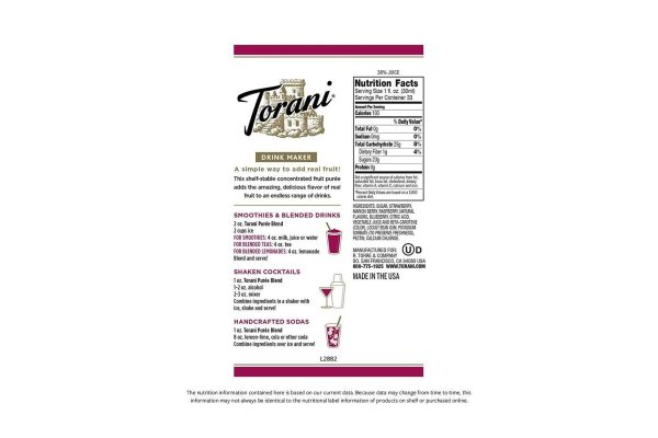 Torani Puree Blend: 1L Bottle: Mixed Berry Discount