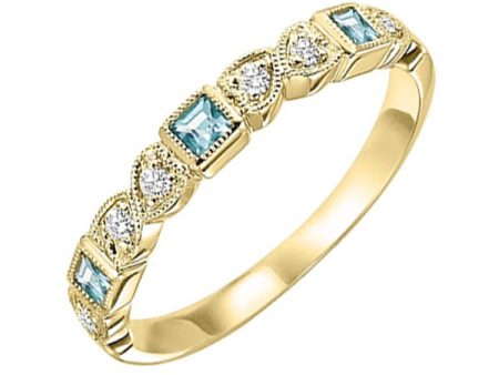 14Kt Yellow Gold Diamond 1 12Ctw & Aquamarine 1 7Ctw Ring Online Sale