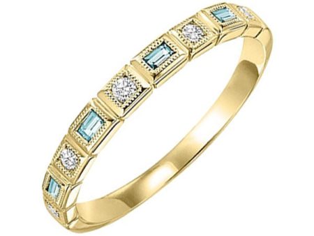 14Kt Yellow Gold Diamond 1 12Ctw & Aquamarine 1 10Ctw Ring Hot on Sale