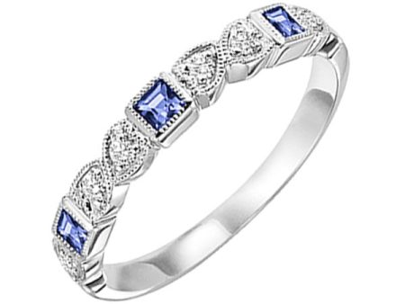 14Kt White Gold Diamond 1 12Ctw & Sapphire 1 6Ctw Ring Online now