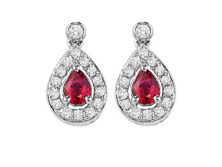 14Kt White Gold Diamond 1 6Ctw & Ruby 1 4Ctw Earring Discount