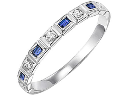 14Kt White Gold Diamond 1 12Ctw & Sapphire 1 8Ctw Ring Online Sale