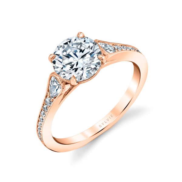 Round Cut Unique Engagement Ring - Esmeralda Online Hot Sale