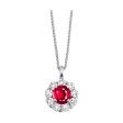 14Kt White Gold Diamond 1 2Ctw & Ruby 1 10Ctw Pendant For Discount