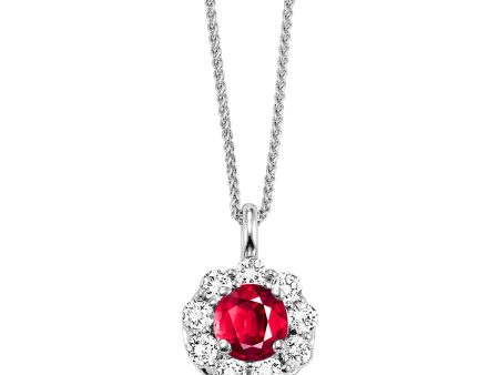 14Kt White Gold Diamond 1 2Ctw & Ruby 1 10Ctw Pendant For Discount