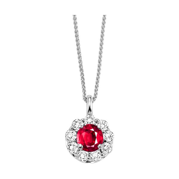 14Kt White Gold Diamond 1 2Ctw & Ruby 1 10Ctw Pendant For Discount