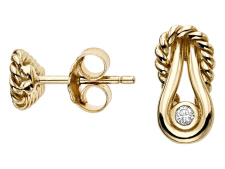 14K Gold Italian Cable LInfinito Diamond Knot Earrings Supply