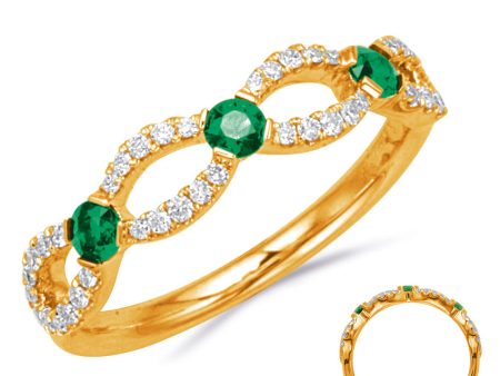 Yellow Gold Emerald  & Diamond Ring For Discount