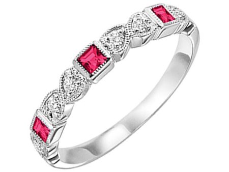 10Kt White Gold Diamond 1 12Ctw & Ruby 1 8Ctw Ring Discount