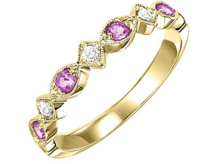 10Kt Yellow Gold Diamond 1 20Ctw & Pink Sapphire 1 6Ctw Ring Online now