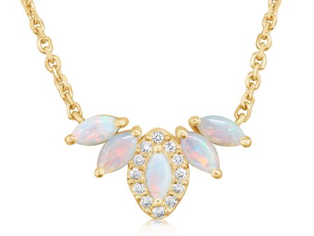 14K Yellow Gold Australian Opal Diamond Neckpiece Supply