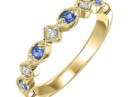 10Kt Yellow Gold Diamond 1 20Ctw & Sapphire 1 6Ctw Ring Online Hot Sale