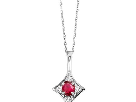 14Kt White Gold Diamond 1 20Ctw & Ruby 1 2Ctw Pendant For Cheap