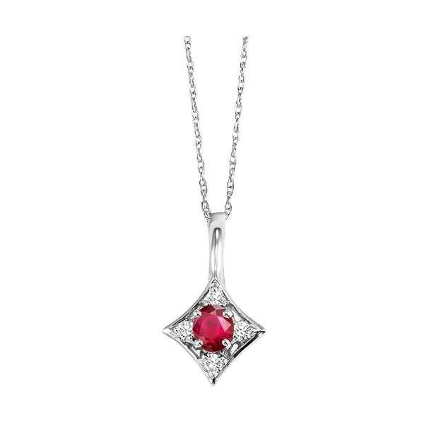 14Kt White Gold Diamond 1 20Ctw & Ruby 1 2Ctw Pendant For Cheap