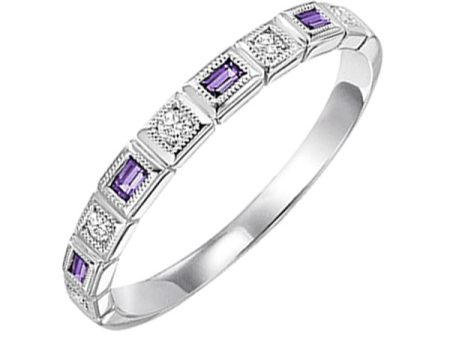 10Kt White Gold Diamond 1 10Ctw & Amethyst 1 8Ctw Ring Hot on Sale