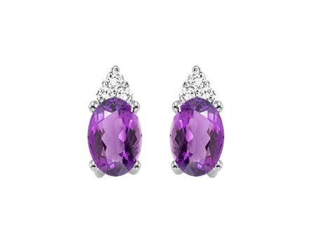 10Kt White Gold Diamond 1 20Ctw & Amethyst 3 8Ctw Earring Fashion