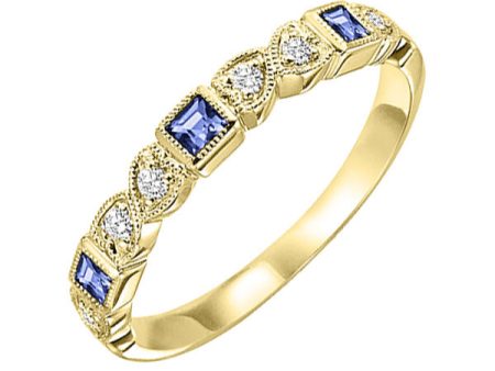 10Kt Yellow Gold Diamond 1 12Ctw & Sapphire 1 8Ctw Ring on Sale