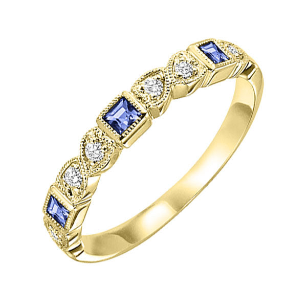 10Kt Yellow Gold Diamond 1 12Ctw & Sapphire 1 8Ctw Ring on Sale