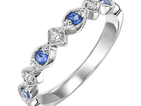 10Kt White Gold Diamond 1 20Ctw & Sapphire 1 6Ctw Ring Online Hot Sale