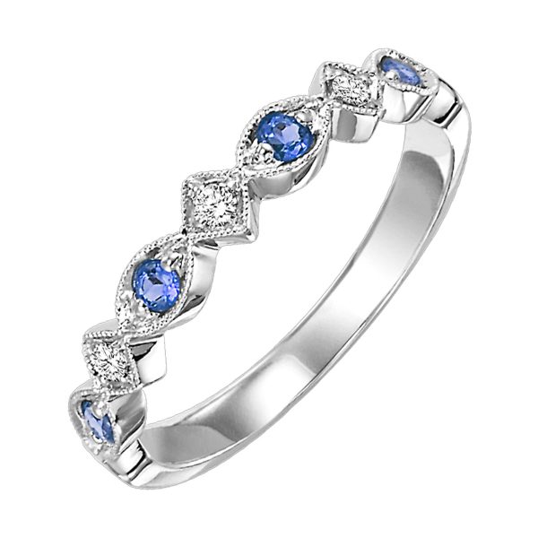 10Kt White Gold Diamond 1 20Ctw & Sapphire 1 6Ctw Ring Online Hot Sale