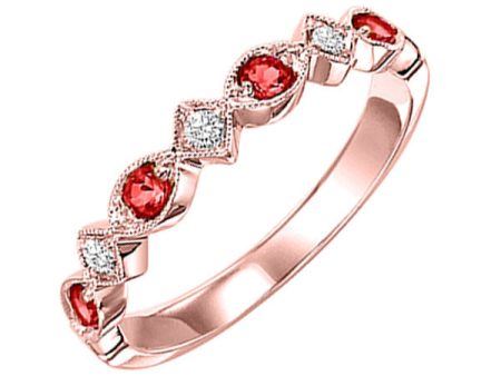 10Kt Rose Gold Diamond 1 20Ctw & Ruby 1 6Ctw Ring Discount