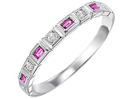 14Kt White Gold Diamond 1 10Ctw & Pink Sapphire 1 7Ctw Ring Online Hot Sale