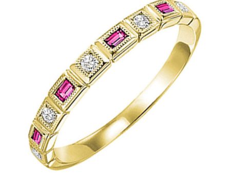 14Kt Yellow Gold Diamond 1 10Ctw & Pink Sapphire 1 7Ctw Ring For Sale