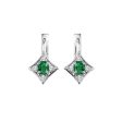 14Kt White Gold Diamond 1 20Ctw & Emerald 1 4Ctw Earring Fashion