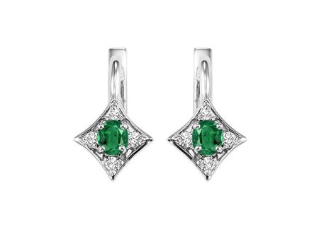 14Kt White Gold Diamond 1 20Ctw & Emerald 1 4Ctw Earring Fashion