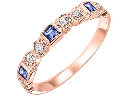 10Kt Rose Gold Diamond 1 12Ctw & Sapphire 1 8Ctw Ring Supply