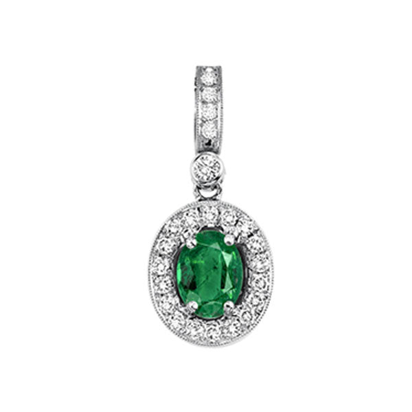 14Kt White Gold Diamond 1 7Ctw & Emerald 5 8Ctw Pendant Sale