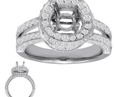 White Gold Engagement Ring Pave For Sale