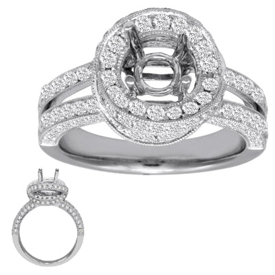 White Gold Engagement Ring Pave For Sale