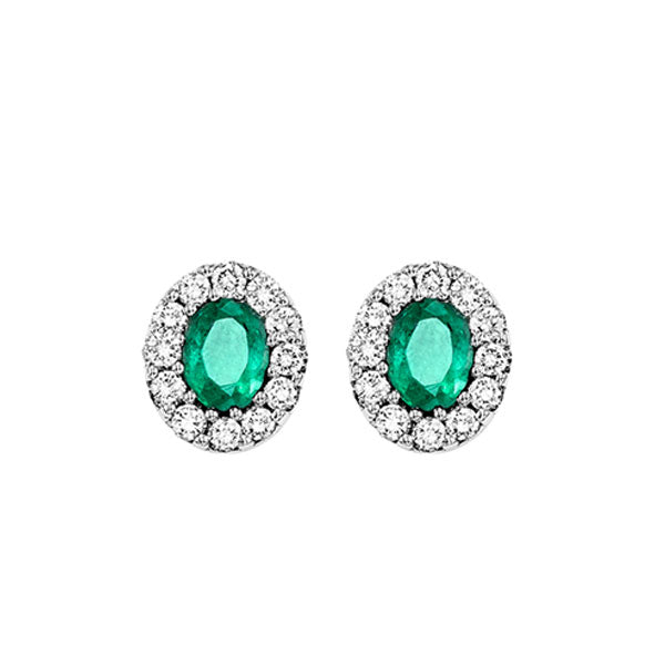 14Kt White Gold Diamond 1 5Ctw & Emerald 1 3Ctw Earring For Discount