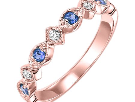 10Kt Rose Gold Diamond 1 20Ctw & Sapphire 1 6Ctw Ring Online Sale