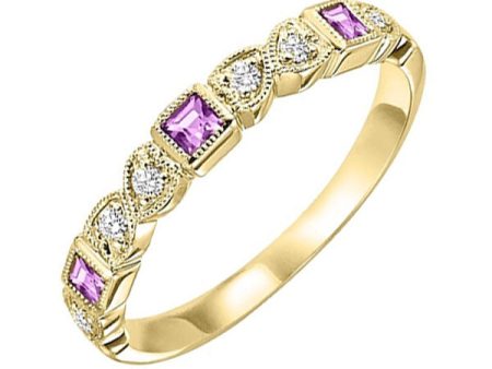 14Kt Yellow Gold Diamond 1 10Ctw & Pink Sapphire 1 5Ctw Ring For Sale