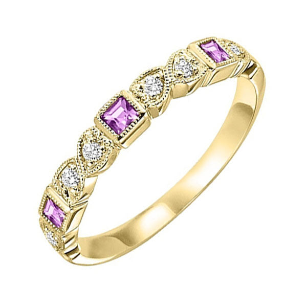 14Kt Yellow Gold Diamond 1 10Ctw & Pink Sapphire 1 5Ctw Ring For Sale