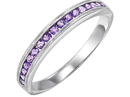 14Kt White Gold Amethyst 1 3Ctw Ring on Sale