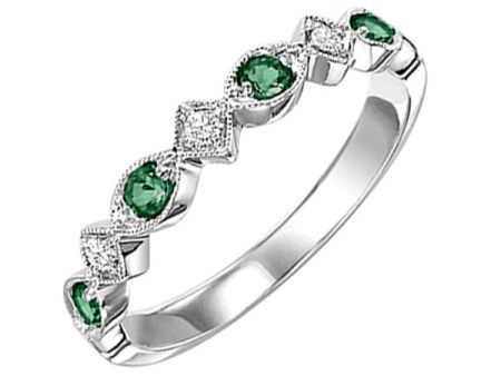 10Kt White Gold Diamond 1 20Ctw & Emerald 1 6Ctw Ring Online now