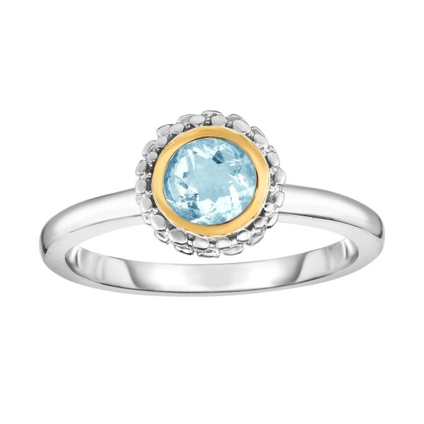 Sterling Silver & 18K Gold Popcorn Birthstone Ring For Discount