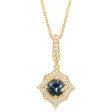 14K Yellow Gold Montana Sapphire Diamond Pendant Fashion