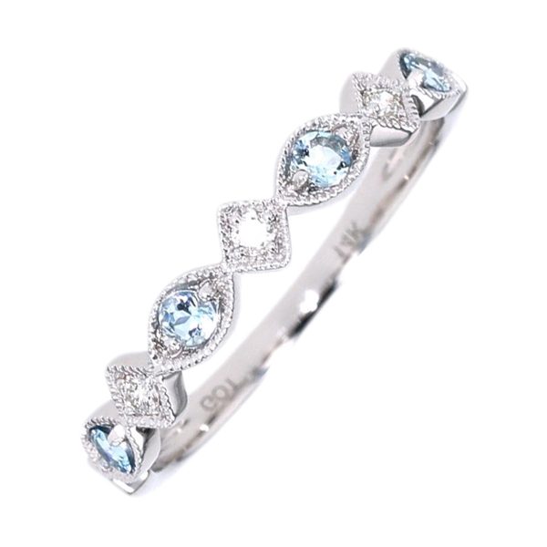 14Kt White Gold Diamond 1 20Ctw & Aquamarine 1 6Ctw Ring For Cheap