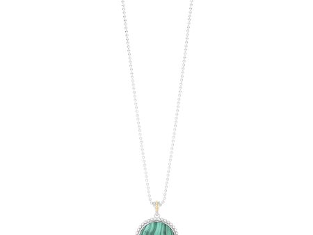 Silver & 18K Popcorn Malachite Medallion For Sale