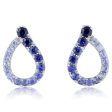 14K White Gold Graduated Blue Sapphire Earrings Hot on Sale