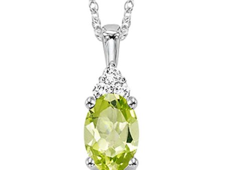 10Kt White Gold Diamond 1 50Ctw & Peridot 1 2Ctw Pendant Online now