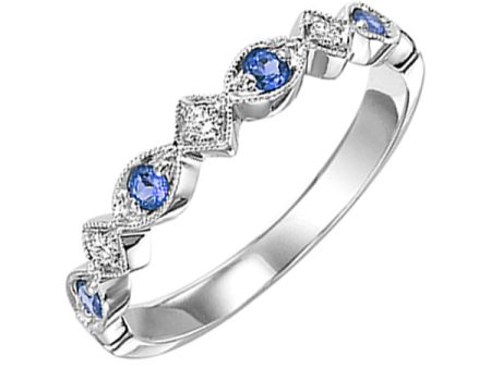 14Kt White Gold Diamond 1 20Ctw & Sapphire 1 6Ctw Ring Online Sale