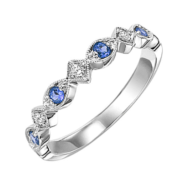 14Kt White Gold Diamond 1 20Ctw & Sapphire 1 6Ctw Ring Online Sale