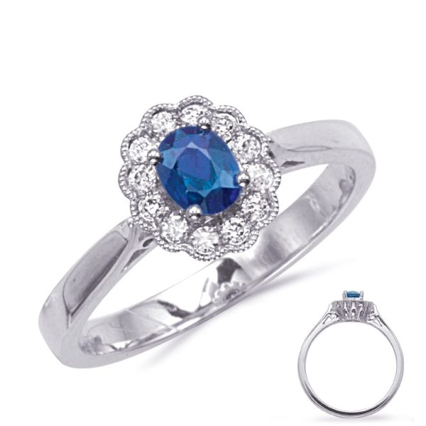 White Gold Sapphire & Diamond  Ring Cheap