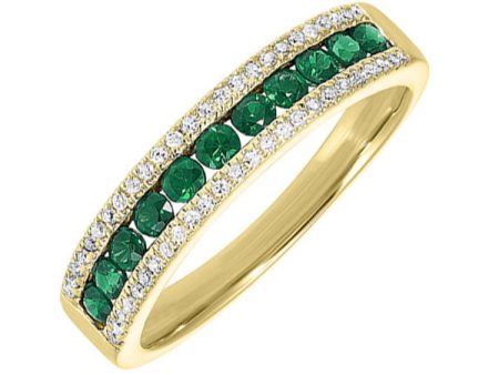 14Kt Yellow Gold Diamond 1 8Ctw & Emerald 1 2Ctw Ring Cheap