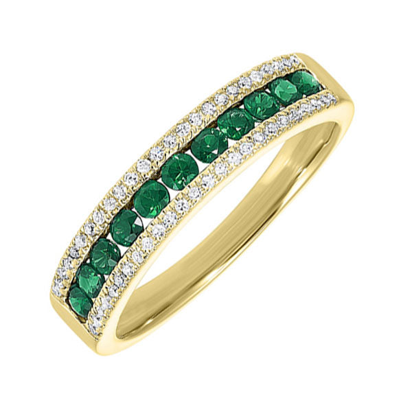 14Kt Yellow Gold Diamond 1 8Ctw & Emerald 1 2Ctw Ring Cheap